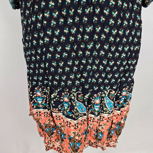 Bloomchic Midi Dress Bandana Tassels Keyhole Neck Indigo Floral Plus Size 1X NWT - Picture 7 of 11